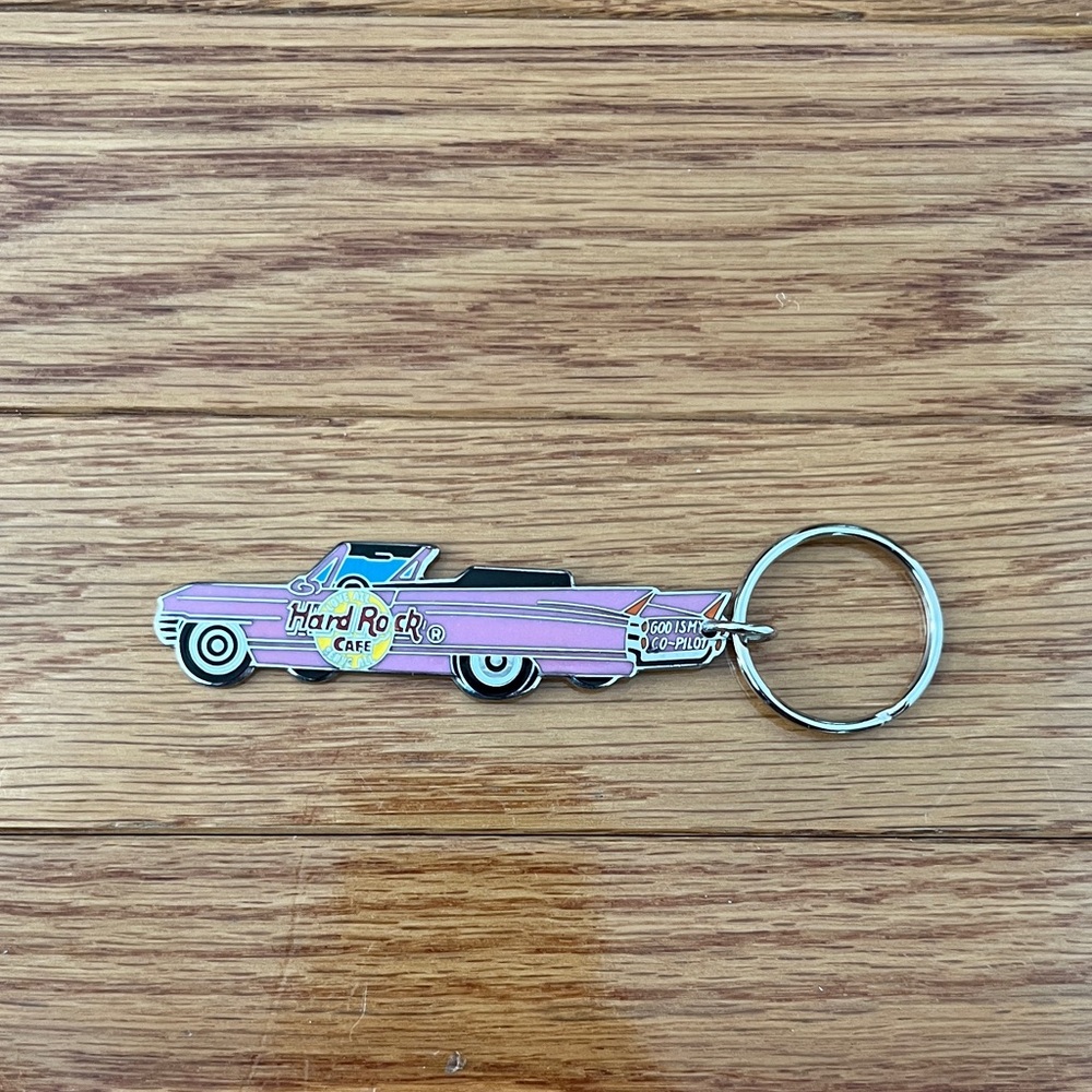 Vintage Hard Rock Cafe Pink Cadillac Convertible Keychain Memorabilia